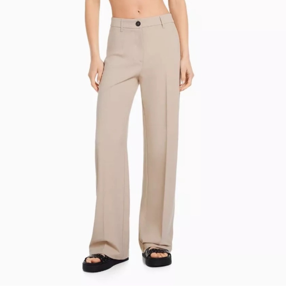 BERSHKA WIDE-LEG WOMAN'S PANTS WITH BELT LOOPS AND DARTS SIZE 42EU, US 10